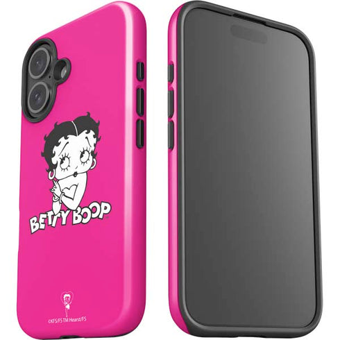Betty Boop Pink Background iPhone 16 Plus Impact Case